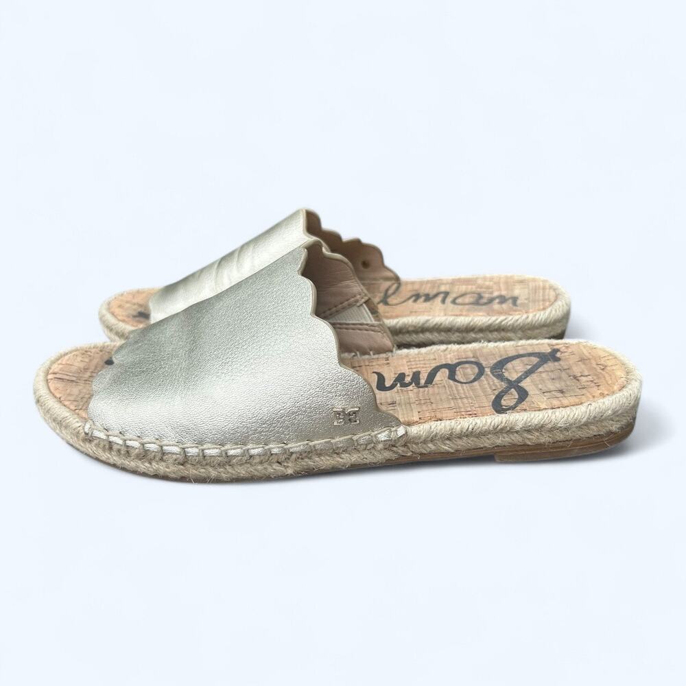 Sam Edelman Andy Espadrille Gold Slide Slip On Sandal Women's size 9 M Preppy